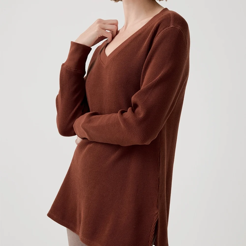Pact Women's V-Neck Sweater in Rich Brown - Picture 7 of 8